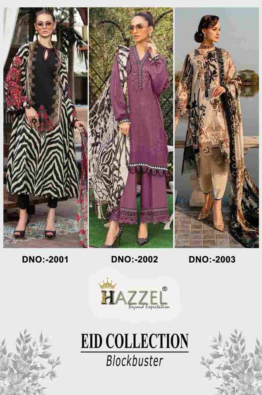 Eid Collection Blockbuster By Hazzel 2001 To 2003 Series Designer Festive Pakistani Suits Collection Beautiful Stylish Fancy Colorful Party Wear & Occasional Wear Pure Cotton Print With Patch Work Dresses At Wholesale Price
