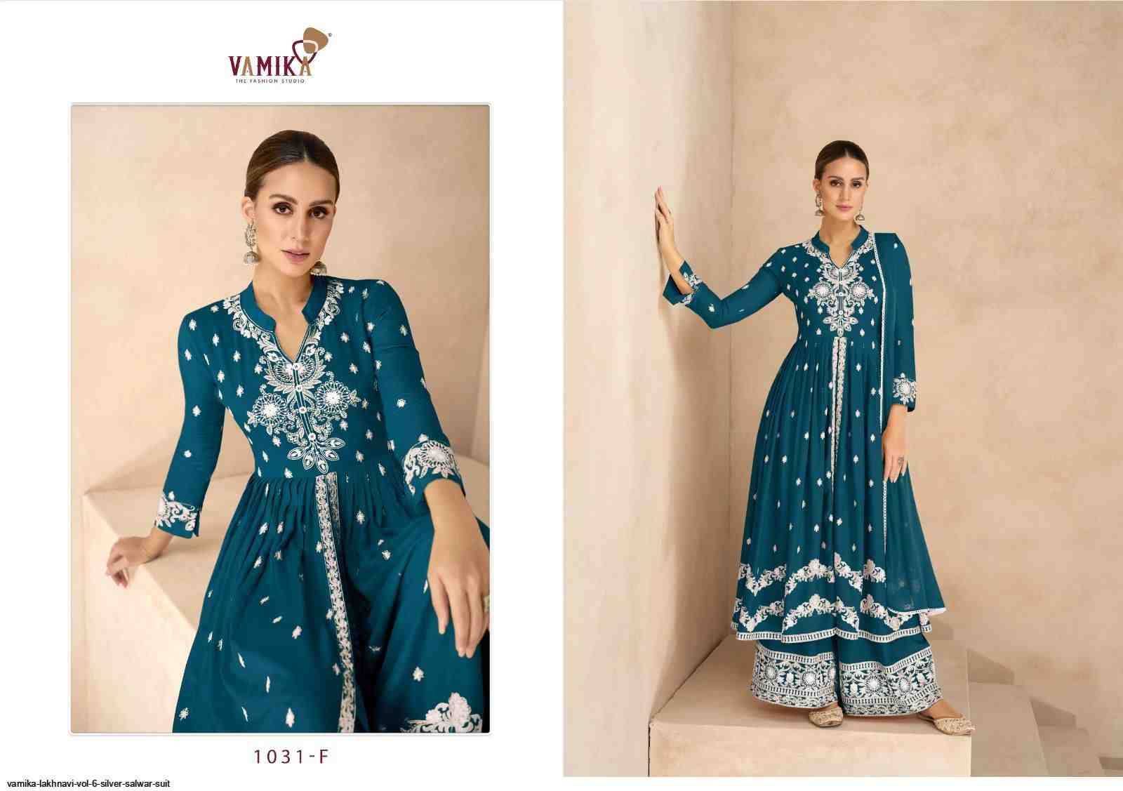 Lakhnavi Vol-6 Silver By Vamika 1031-F To 1031-J Series Beautiful Stylish Sharara Suits Fancy Colorful Casual Wear & Ethnic Wear & Ready To Wear Pure Rayon Printed Dresses At Wholesale Price