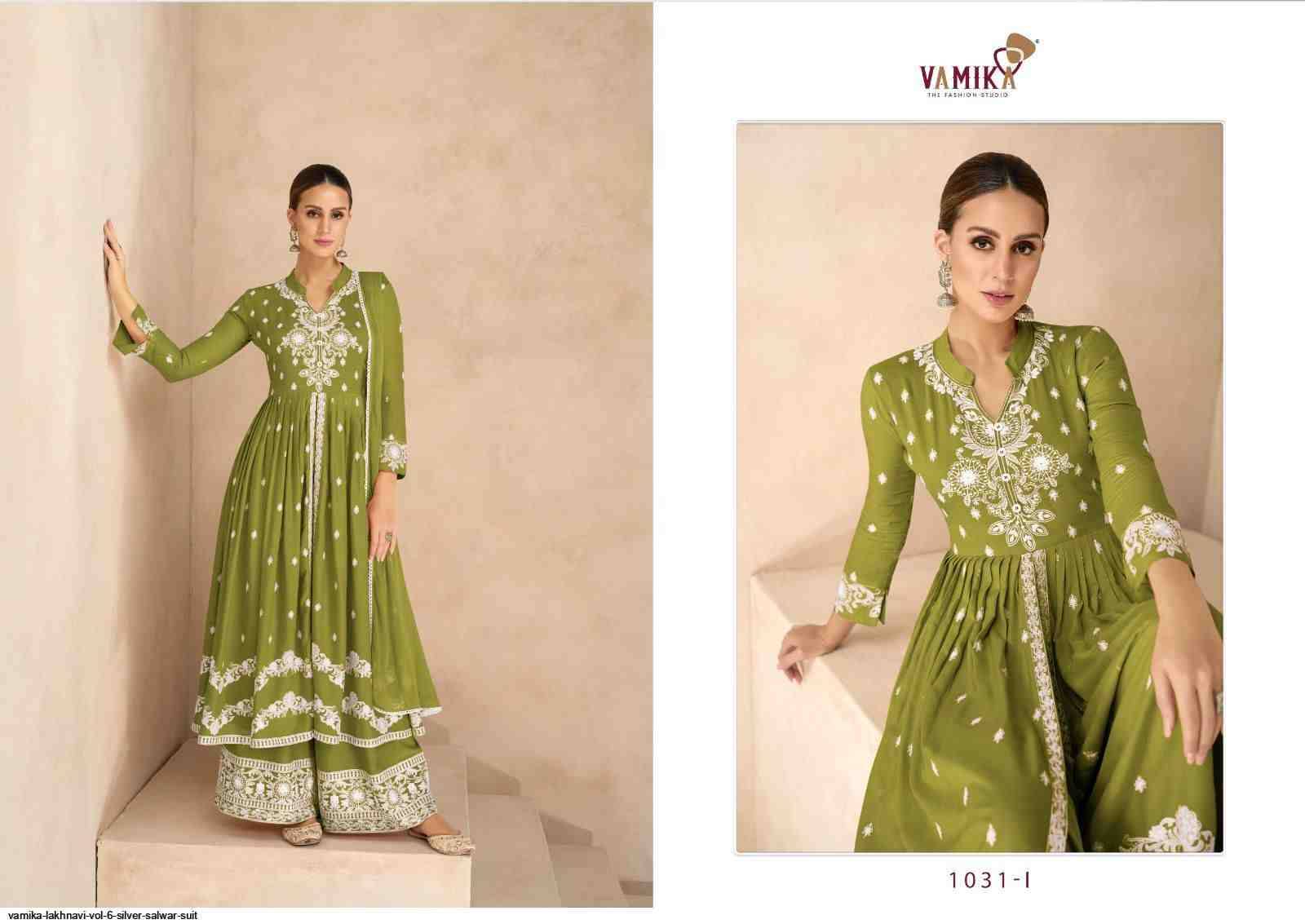 Lakhnavi Vol-6 Silver By Vamika 1031-F To 1031-J Series Beautiful Stylish Sharara Suits Fancy Colorful Casual Wear & Ethnic Wear & Ready To Wear Pure Rayon Printed Dresses At Wholesale Price
