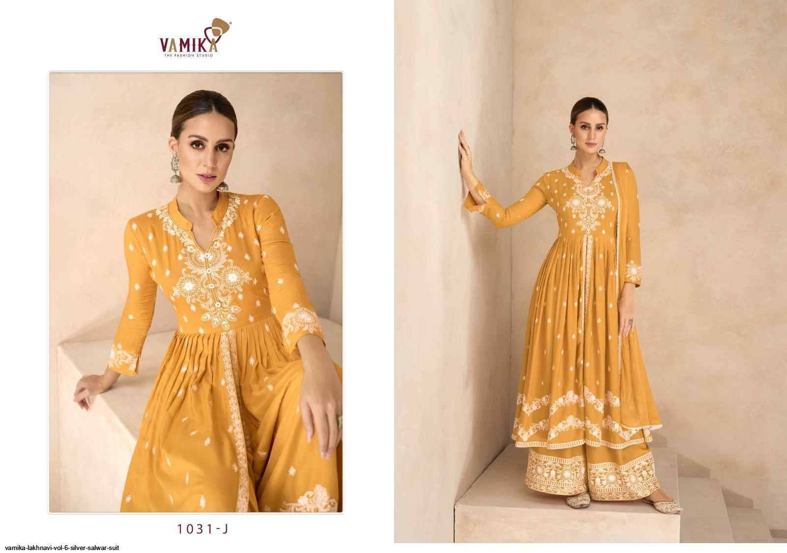 Lakhnavi Vol-6 Silver By Vamika 1031-F To 1031-J Series Beautiful Stylish Sharara Suits Fancy Colorful Casual Wear & Ethnic Wear & Ready To Wear Pure Rayon Printed Dresses At Wholesale Price