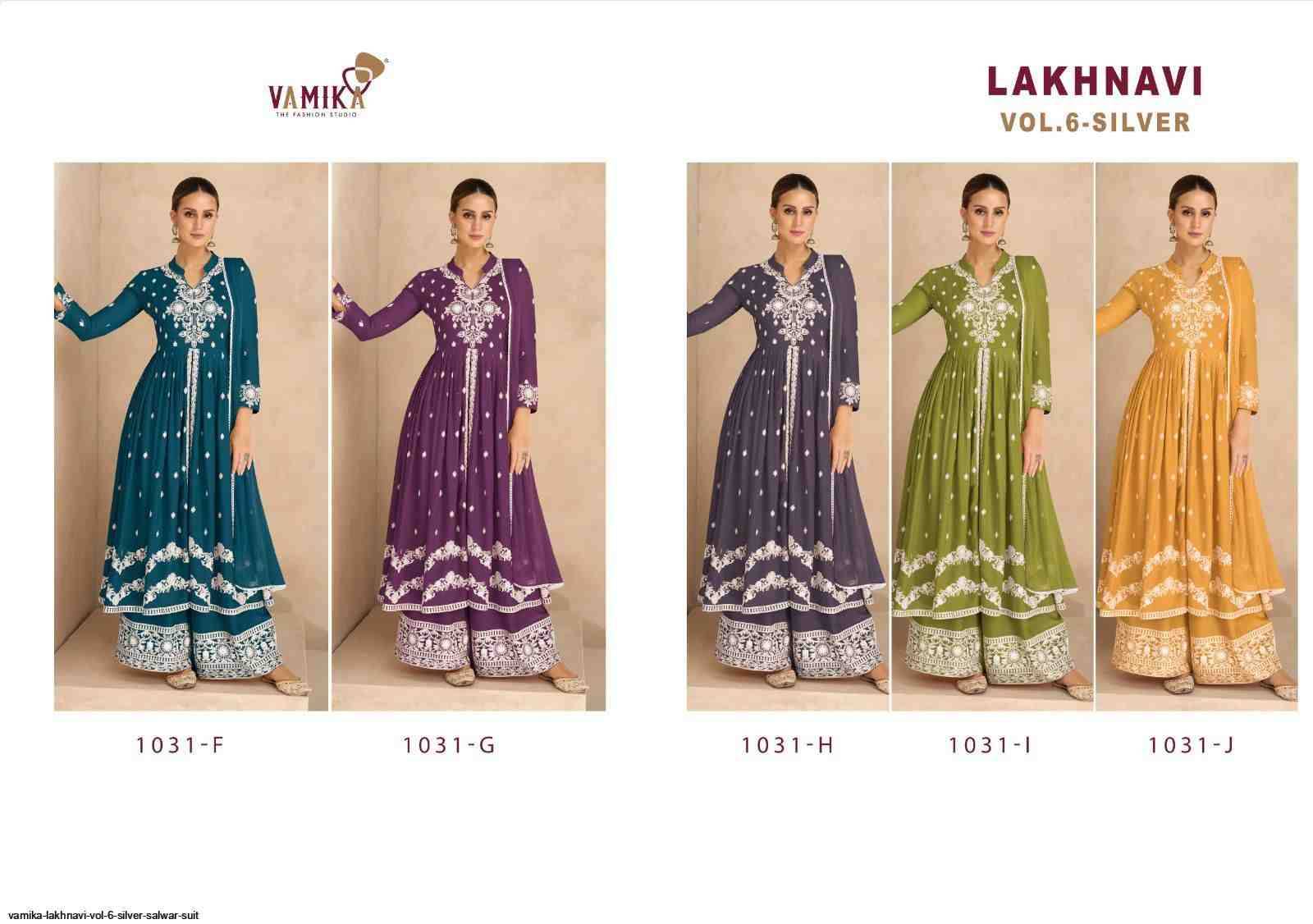 Lakhnavi Vol-6 Silver By Vamika 1031-F To 1031-J Series Beautiful Stylish Sharara Suits Fancy Colorful Casual Wear & Ethnic Wear & Ready To Wear Pure Rayon Printed Dresses At Wholesale Price