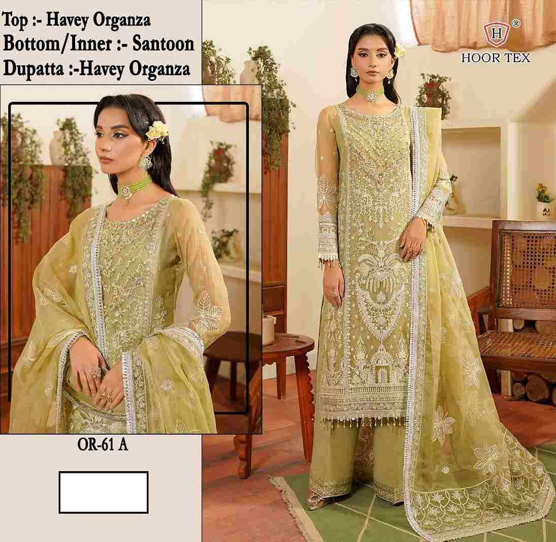 Hoor Tex Hit Design OR-61 Colours By Hoor Tex OR-61-A To OR-61-D Series Beautiful Pakistani Suits Stylish Colorful Fancy Casual Wear & Ethnic Wear Heavy Organza Embroidered Dresses At Wholesale Price