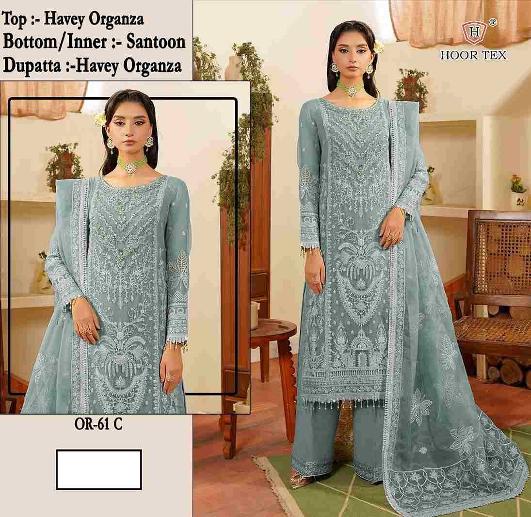 Hoor Tex Hit Design OR-61 Colours By Hoor Tex OR-61-A To OR-61-D Series Beautiful Pakistani Suits Stylish Colorful Fancy Casual Wear & Ethnic Wear Heavy Organza Embroidered Dresses At Wholesale Price
