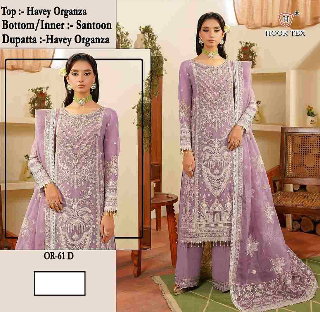 Hoor Tex Hit Design OR-61 Colours By Hoor Tex OR-61-A To OR-61-D Series Beautiful Pakistani Suits Stylish Colorful Fancy Casual Wear & Ethnic Wear Heavy Organza Embroidered Dresses At Wholesale Price