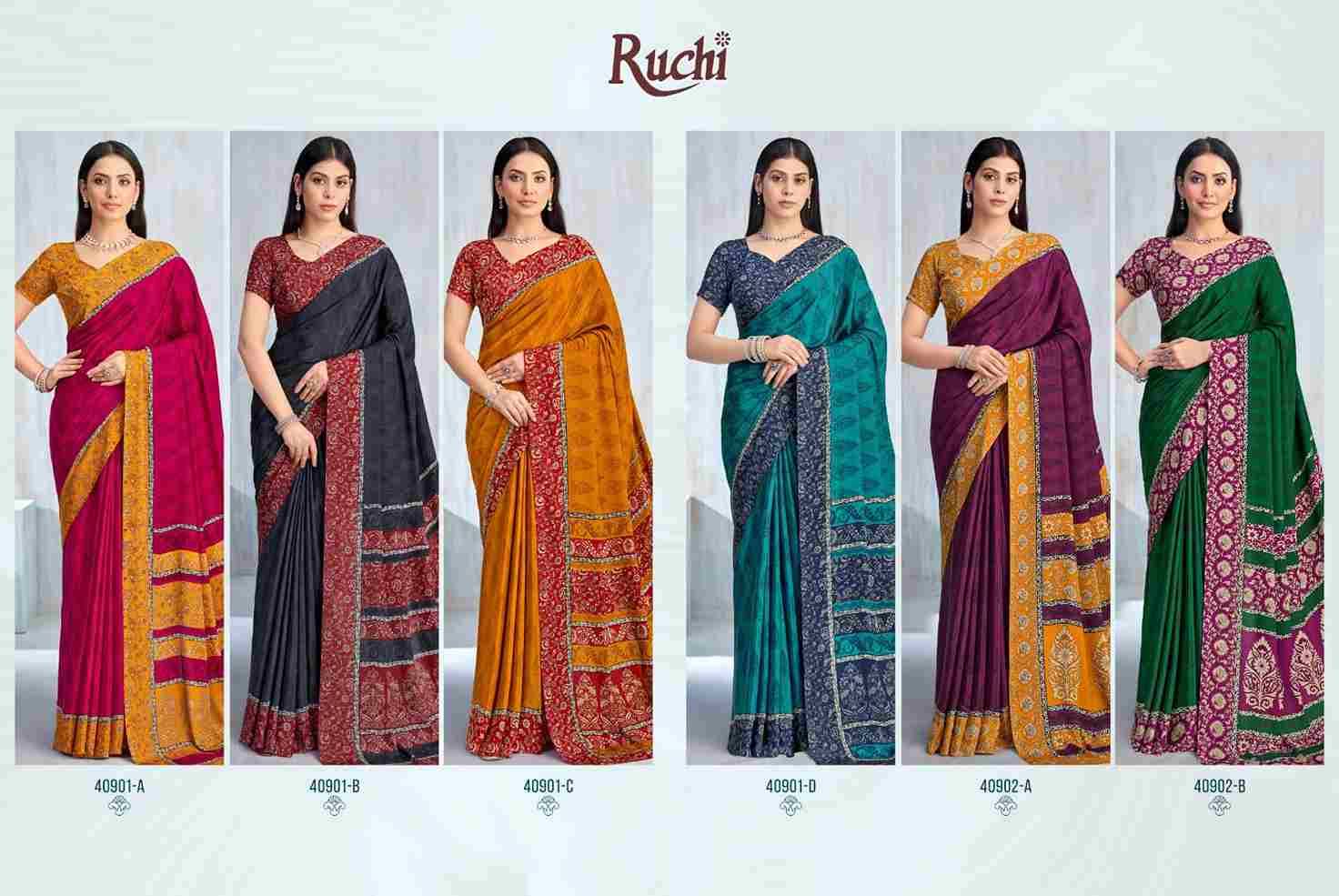 Vivanta Silk Vol-42 By Ruchi Sarees 40901-A To 40903-D Series Indian Traditional Wear Collection Beautiful Stylish Fancy Colorful Party Wear & Occasional Wear Crepe Silk Sarees At Wholesale Price
