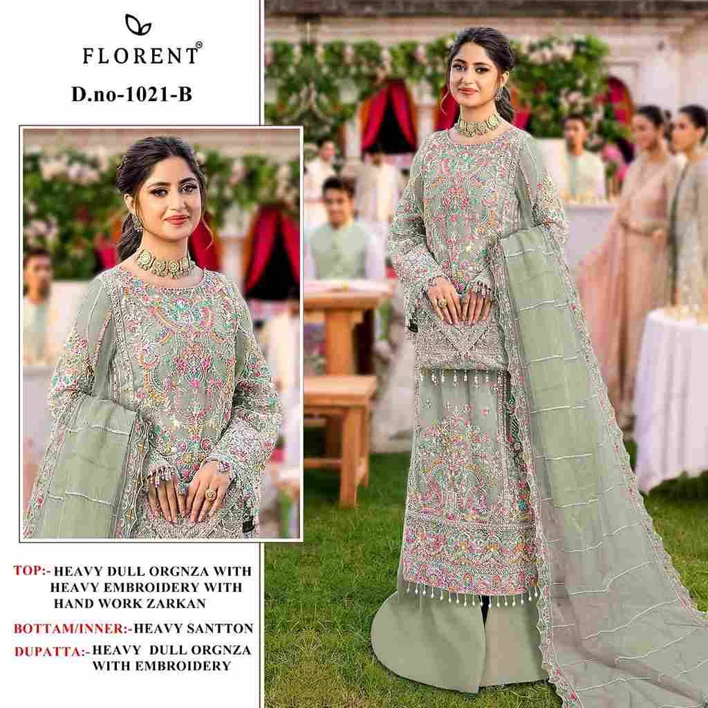 Florent 1021 Colours By Fashid Wholesale 1021-A To 1021-F Series Pakistani Suits Beautiful Fancy Colorful Stylish Party Wear & Occasional Wear Organza Embroidery Dresses At Wholesale Price