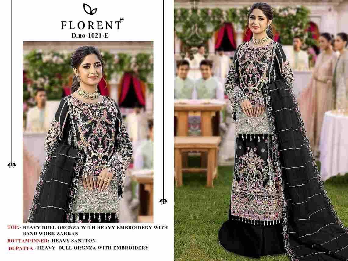 Florent 1021 Colours By Fashid Wholesale 1021-A To 1021-F Series Pakistani Suits Beautiful Fancy Colorful Stylish Party Wear & Occasional Wear Organza Embroidery Dresses At Wholesale Price