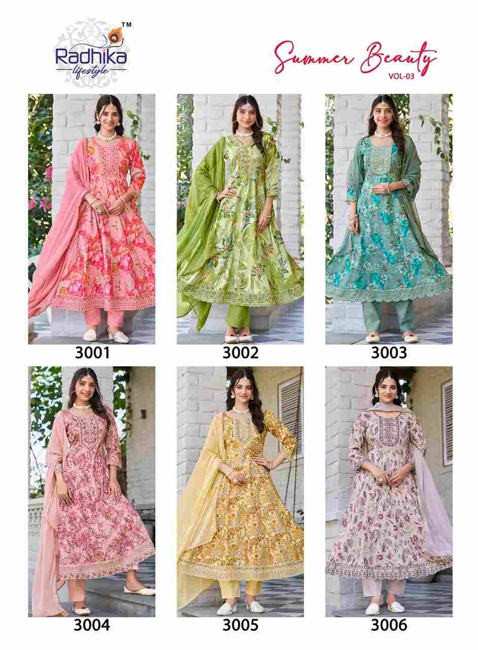 Summer Beauty Vol-3 By Radhika Lifestyle 3001 To 3006 Series Designer Festive Suits Beautiful Stylish Fancy Colorful Party Wear & Occasional Wear Cotton Print Dresses At Wholesale Price