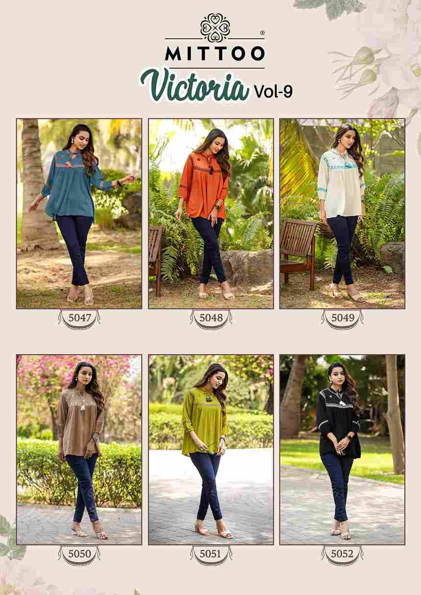 Victoria Vol-9 By Mittoo 5047 To 5052 Series Designer Stylish Fancy Colorful Beautiful Party Wear & Ethnic Wear Collection Heavy Rayon Tops At Wholesale Price
