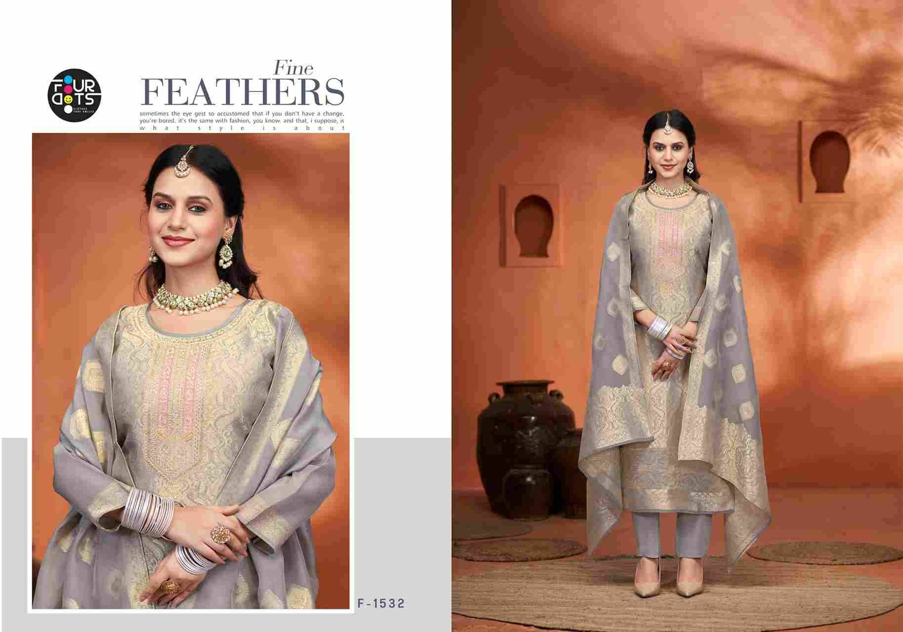 Eila By Four Dots 1531 To 1534 Series Beautiful Stylish Festive Suits Fancy Colorful Casual Wear & Ethnic Wear & Ready To Wear Viscose Organza Jacquard Dresses At Wholesale Price