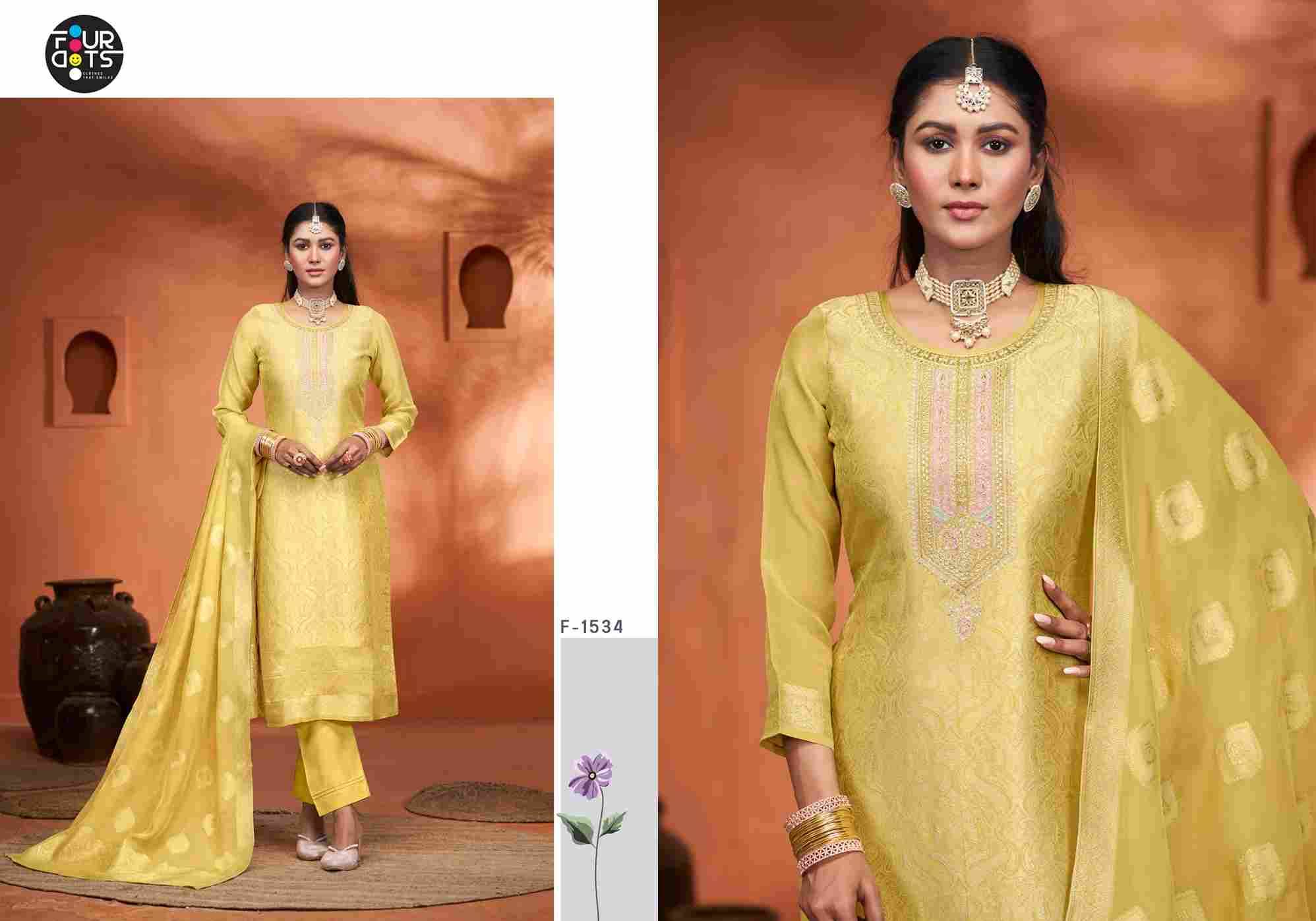 Eila By Four Dots 1531 To 1534 Series Beautiful Stylish Festive Suits Fancy Colorful Casual Wear & Ethnic Wear & Ready To Wear Viscose Organza Jacquard Dresses At Wholesale Price