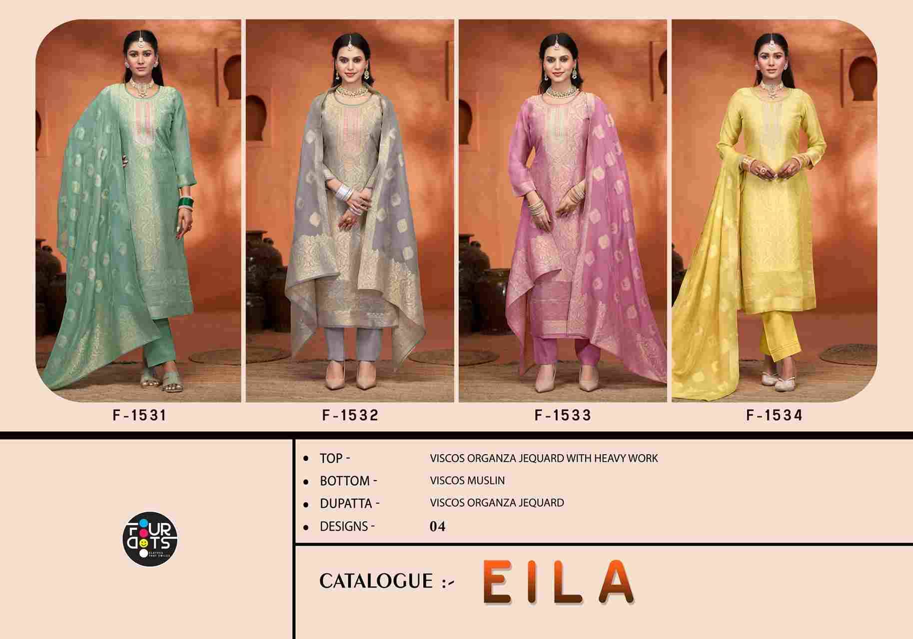 Eila By Four Dots 1531 To 1534 Series Beautiful Stylish Festive Suits Fancy Colorful Casual Wear & Ethnic Wear & Ready To Wear Viscose Organza Jacquard Dresses At Wholesale Price