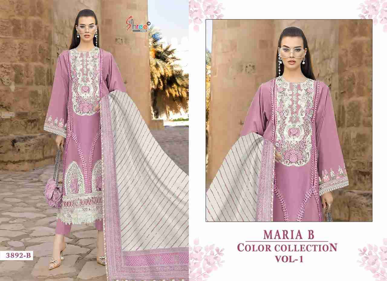 Maria B Color Collection Vol-1 By Shree Fabs 3892-A To 3892-D Series Designer Pakistani Suits Collection Beautiful Stylish Fancy Colorful Party Wear & Ethnic Wear Pure Viscose With Pure Cotton With Embroidery Dresses At Wholesale Price