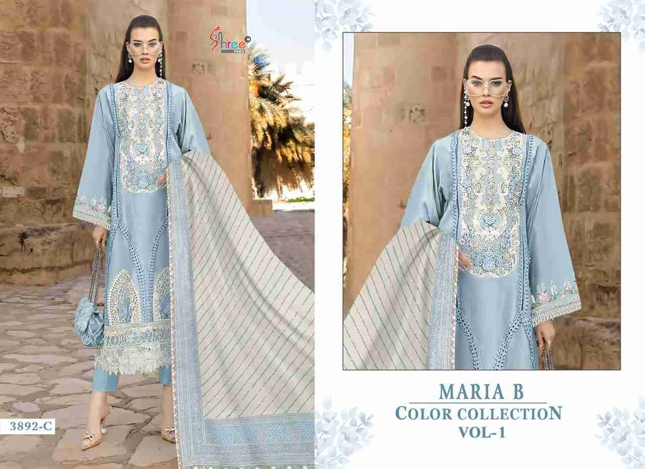 Maria B Color Collection Vol-1 By Shree Fabs 3892-A To 3892-D Series Designer Pakistani Suits Collection Beautiful Stylish Fancy Colorful Party Wear & Ethnic Wear Pure Viscose With Pure Cotton With Embroidery Dresses At Wholesale Price