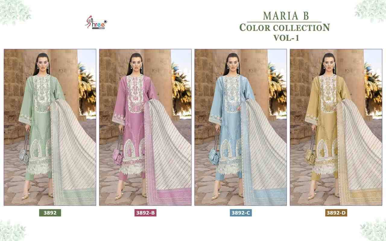 Maria B Color Collection Vol-1 By Shree Fabs 3892-A To 3892-D Series Designer Pakistani Suits Collection Beautiful Stylish Fancy Colorful Party Wear & Ethnic Wear Pure Viscose With Pure Cotton With Embroidery Dresses At Wholesale Price
