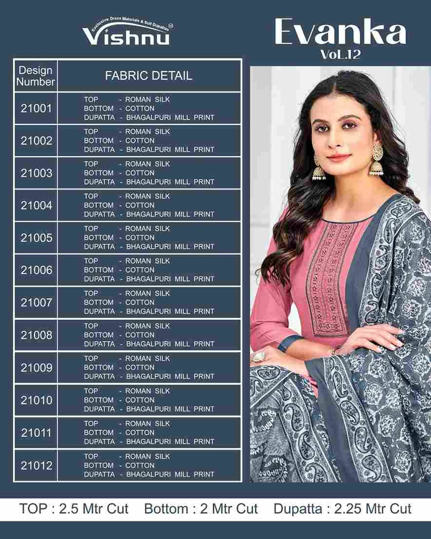 Evanka Vol-12 By Vishnu 21001 To 21012 Series Beautiful Stylish Festive Suits Fancy Colorful Casual Wear & Ethnic Wear & Ready To Wear Roman Silk Print Dresses At Wholesale Price