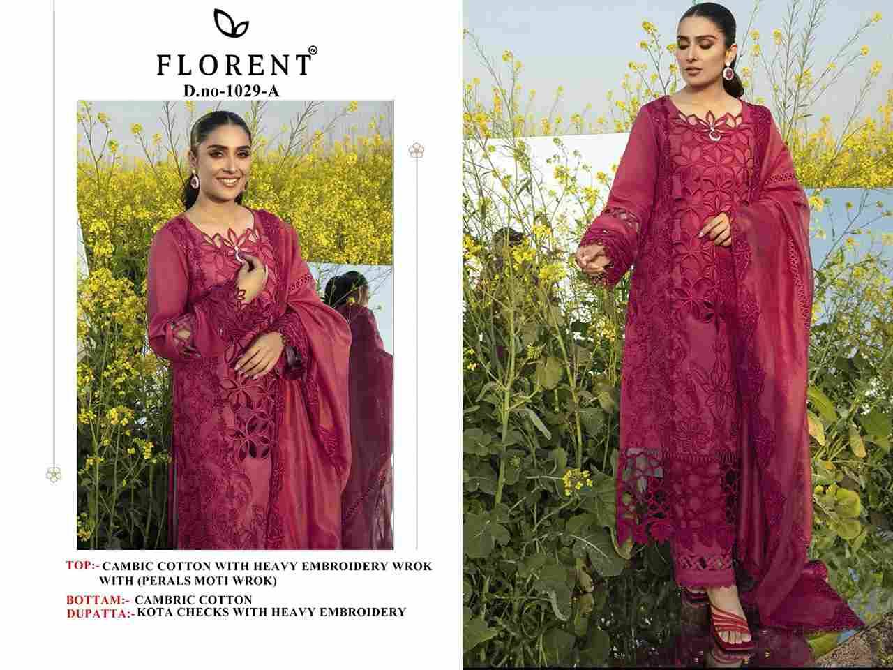 Florent 1029 Colours By Fashid Wholesale 1029-A To 1029-D Series Pakistani Suits Beautiful Fancy Colorful Stylish Party Wear & Occasional Wear Cambric Cotton Embroidery Dresses At Wholesale Price