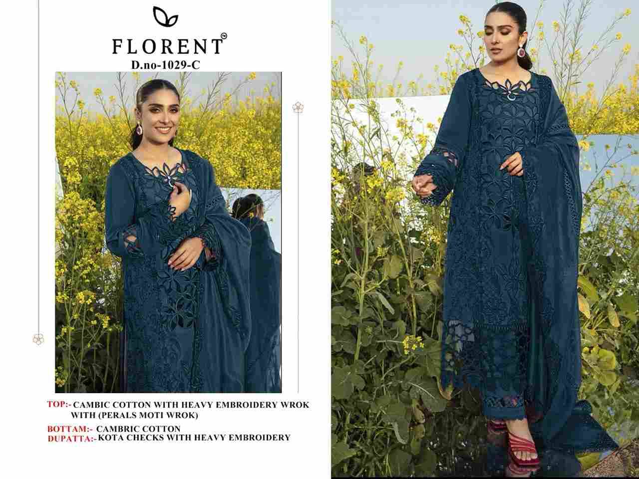 Florent 1029 Colours By Fashid Wholesale 1029-A To 1029-D Series Pakistani Suits Beautiful Fancy Colorful Stylish Party Wear & Occasional Wear Cambric Cotton Embroidery Dresses At Wholesale Price