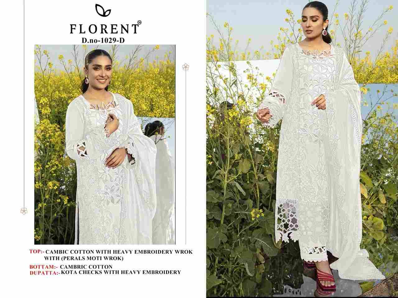 Florent 1029 Colours By Fashid Wholesale 1029-A To 1029-D Series Pakistani Suits Beautiful Fancy Colorful Stylish Party Wear & Occasional Wear Cambric Cotton Embroidery Dresses At Wholesale Price