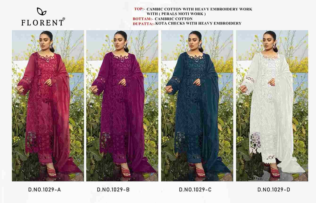 Florent 1029 Colours By Fashid Wholesale 1029-A To 1029-D Series Pakistani Suits Beautiful Fancy Colorful Stylish Party Wear & Occasional Wear Cambric Cotton Embroidery Dresses At Wholesale Price