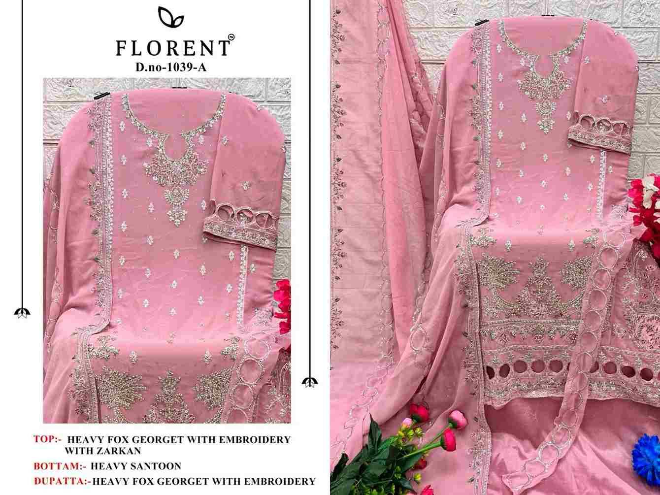 Florent 1039 Colours By Fashid Wholesale 1039-A To 1039-D Series Pakistani Suits Beautiful Fancy Colorful Stylish Party Wear & Occasional Wear Faux Georgette Embroidery Dresses At Wholesale Price