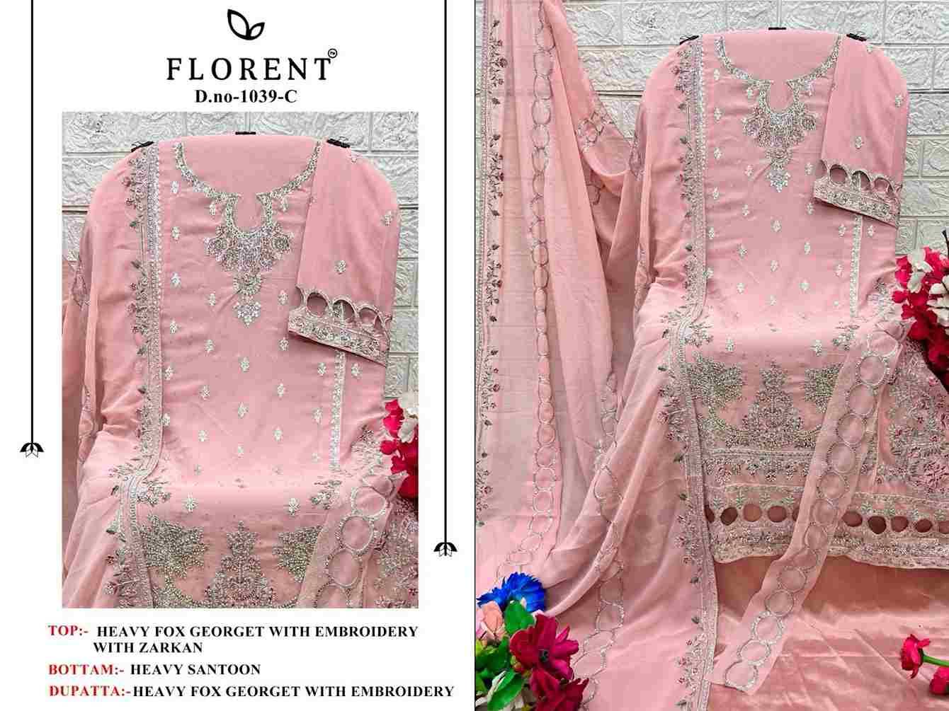 Florent 1039 Colours By Fashid Wholesale 1039-A To 1039-D Series Pakistani Suits Beautiful Fancy Colorful Stylish Party Wear & Occasional Wear Faux Georgette Embroidery Dresses At Wholesale Price