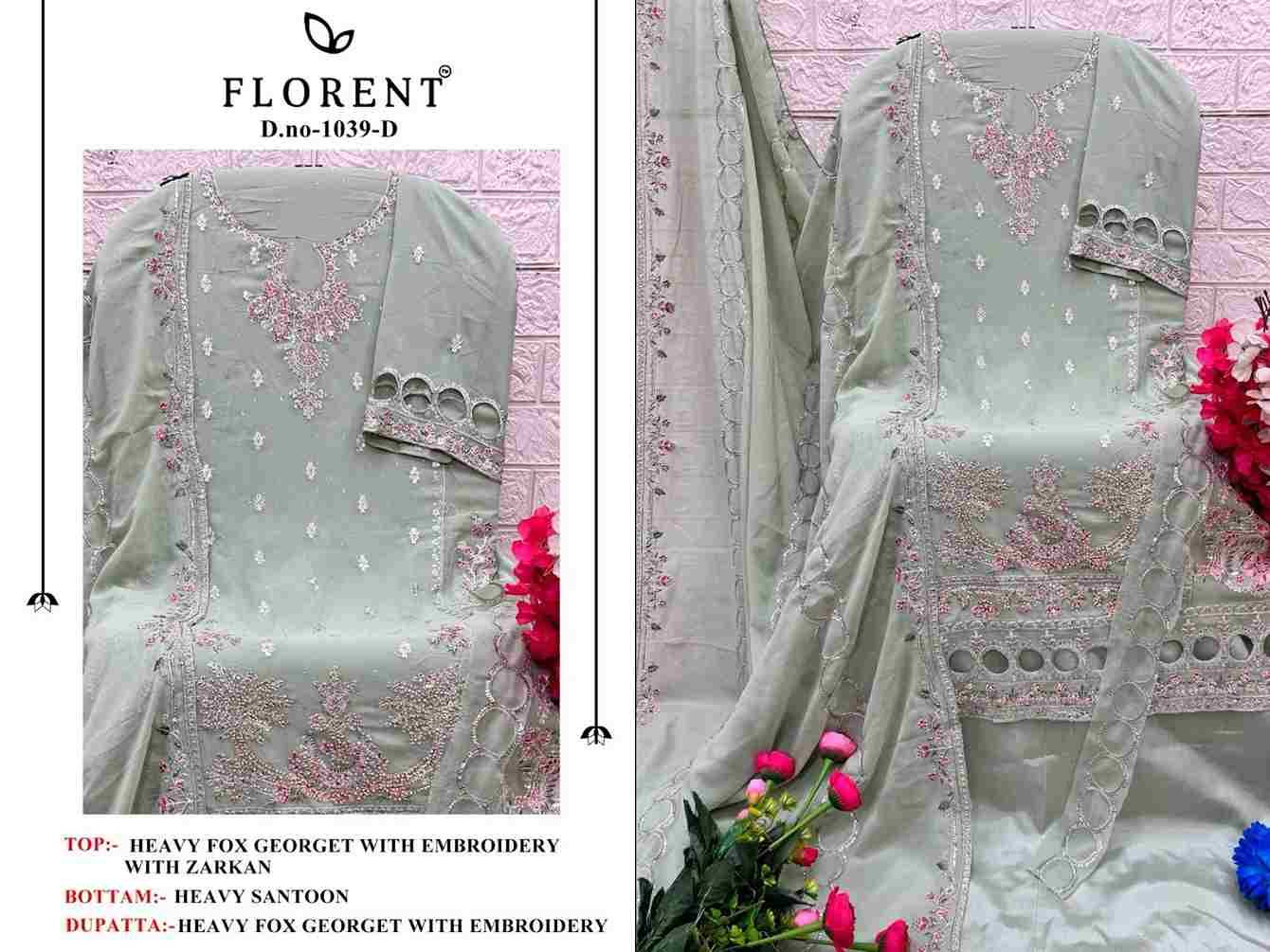 Florent 1039 Colours By Fashid Wholesale 1039-A To 1039-D Series Pakistani Suits Beautiful Fancy Colorful Stylish Party Wear & Occasional Wear Faux Georgette Embroidery Dresses At Wholesale Price