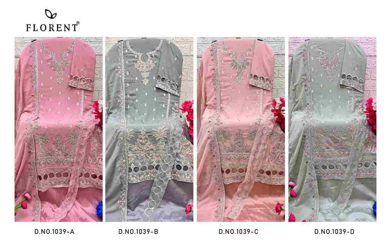 Florent 1039 Colours By Fashid Wholesale 1039-A To 1039-D Series Pakistani Suits Beautiful Fancy Colorful Stylish Party Wear & Occasional Wear Faux Georgette Embroidery Dresses At Wholesale Price