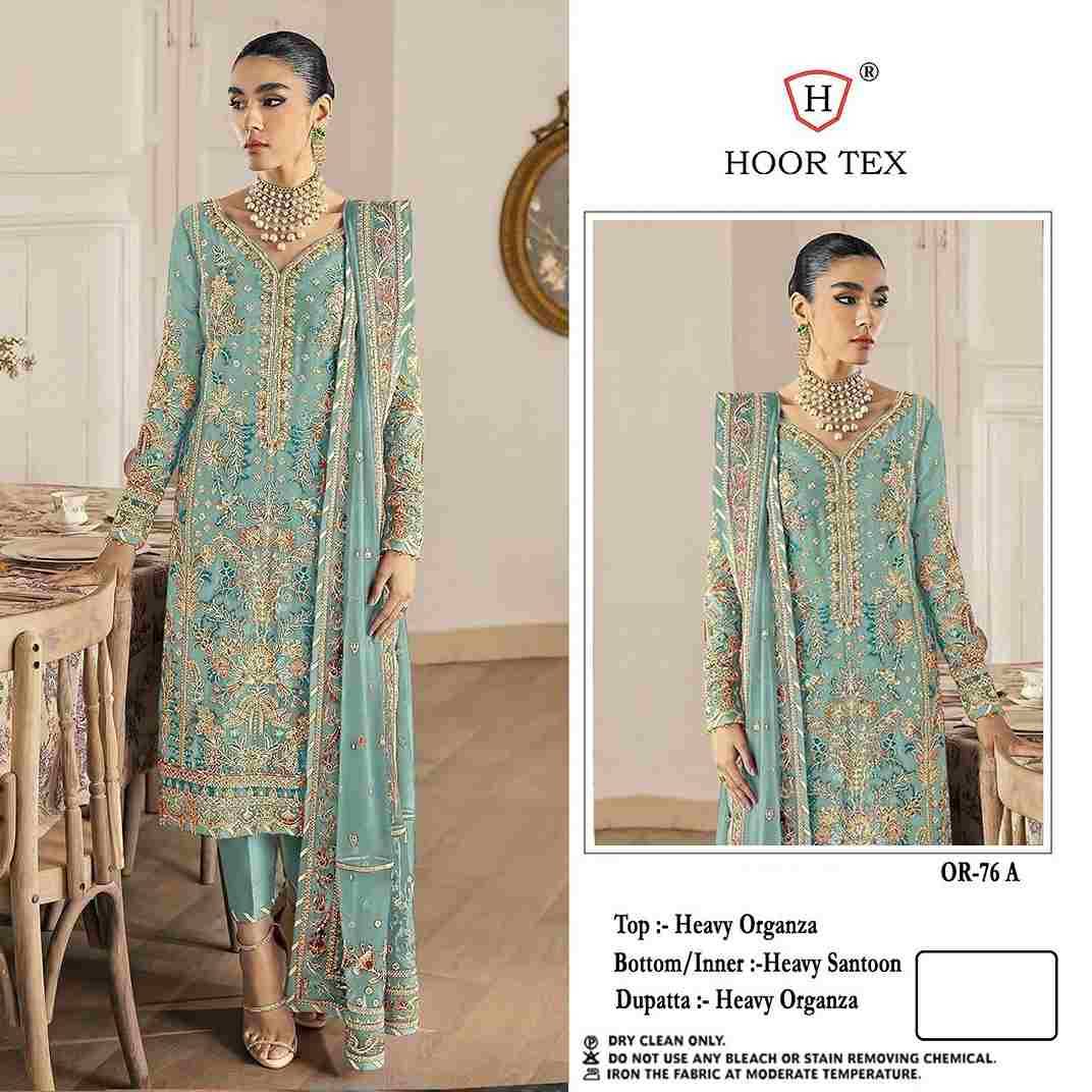 Hoor Tex Hit Design OR-76 Colours By Hoor Tex OR-76-A To OR-76-D Series Beautiful Pakistani Suits Stylish Colorful Fancy Casual Wear & Ethnic Wear Heavy Organza Embroidered Dresses At Wholesale Price