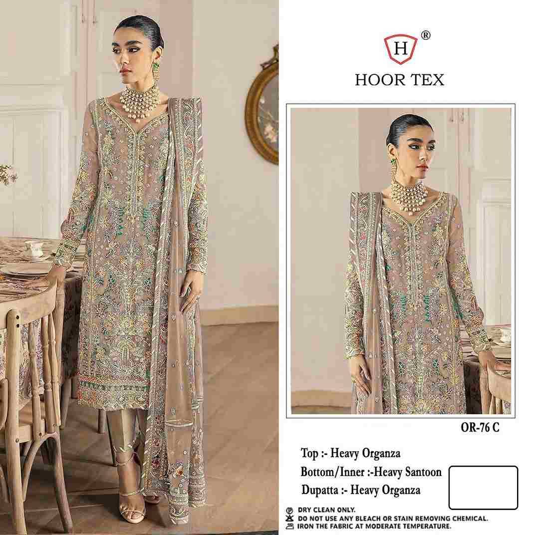 Hoor Tex Hit Design OR-76 Colours By Hoor Tex OR-76-A To OR-76-D Series Beautiful Pakistani Suits Stylish Colorful Fancy Casual Wear & Ethnic Wear Heavy Organza Embroidered Dresses At Wholesale Price