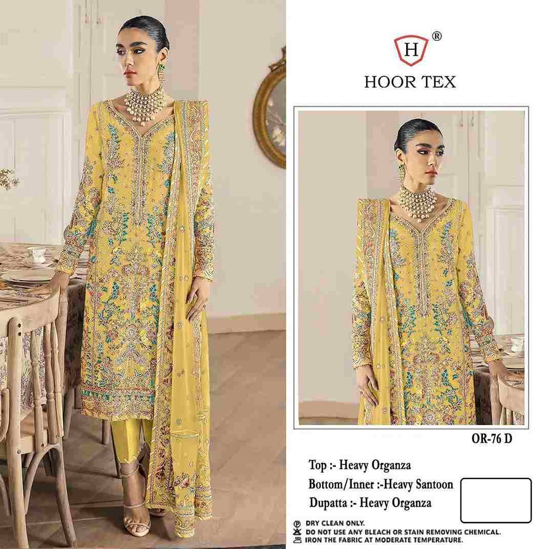 Hoor Tex Hit Design OR-76 Colours By Hoor Tex OR-76-A To OR-76-D Series Beautiful Pakistani Suits Stylish Colorful Fancy Casual Wear & Ethnic Wear Heavy Organza Embroidered Dresses At Wholesale Price