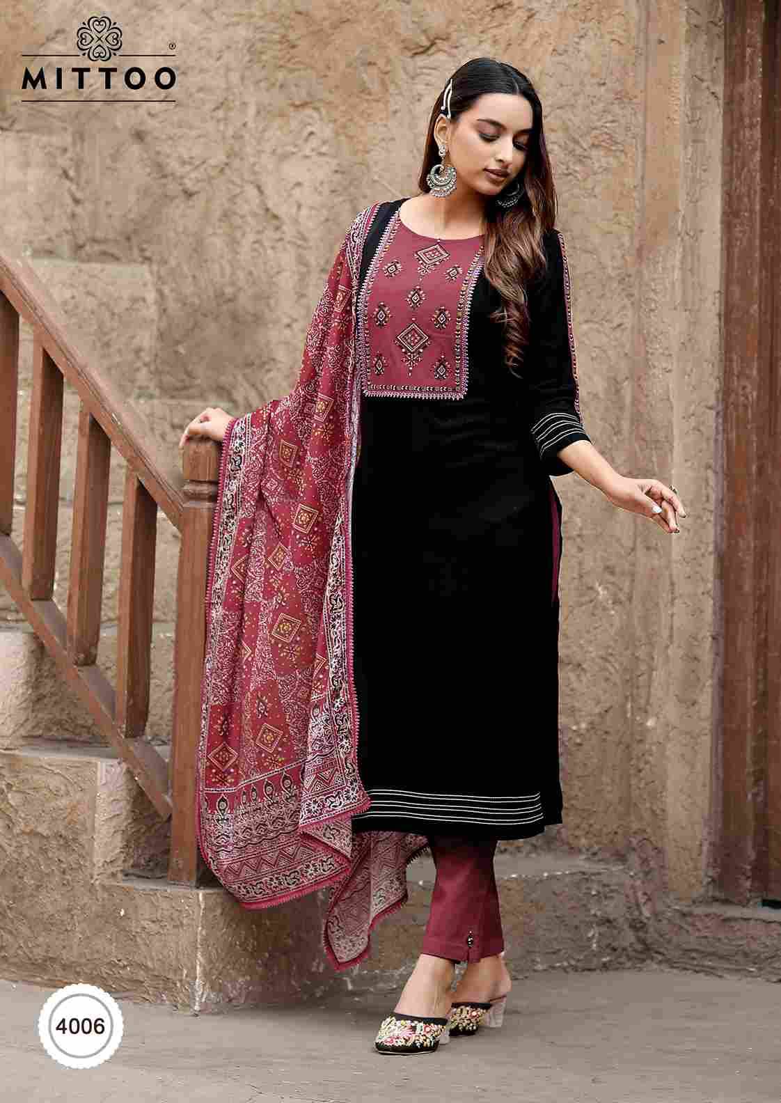Chand By Mittoo 4001 To 4006 Series Beautiful Festive Suits Colorful Stylish Fancy Casual Wear & Ethnic Wear Rayon Dresses At Wholesale Price