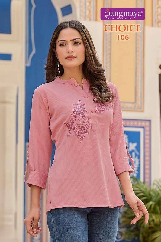 Choice By Rangmaya 101 To 108 Series Designer Stylish Fancy Colorful Beautiful Party Wear & Ethnic Wear Collection Heavy Rayon Tops At Wholesale Price