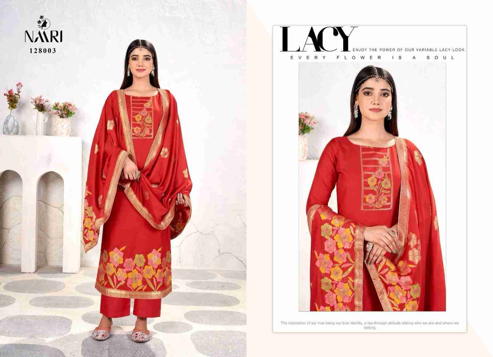 Sanaya By Naari 128001 To 128004 Series Beautiful Stylish Festive Suits Fancy Colorful Casual Wear & Ethnic Wear & Ready To Wear Muslin Jacquard Dresses At Wholesale Price