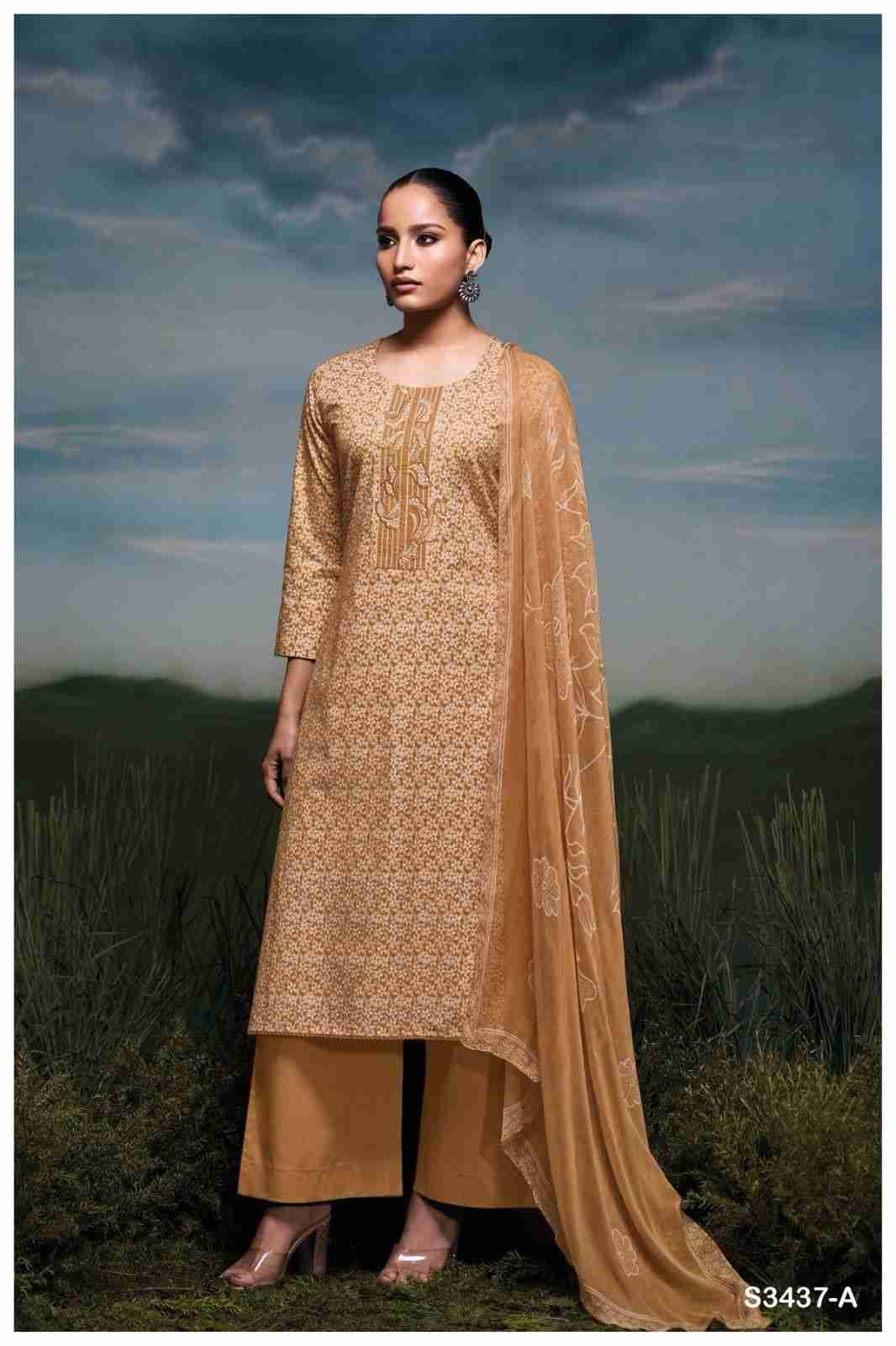 Jackie-3437 By Ganga Fashion 3437-A To 3437-D Series Beautiful Festive Suits Colorful Stylish Fancy Casual Wear & Ethnic Wear Cotton Dresses At Wholesale Price