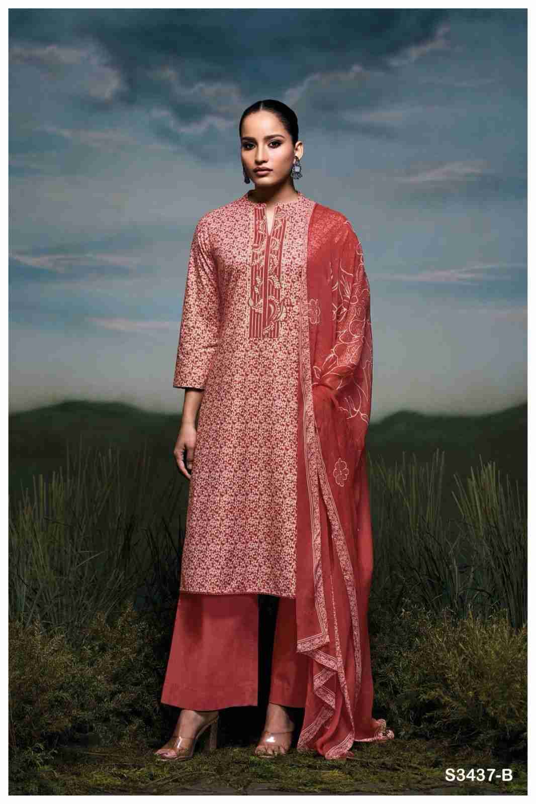 Jackie-3437 By Ganga Fashion 3437-A To 3437-D Series Beautiful Festive Suits Colorful Stylish Fancy Casual Wear & Ethnic Wear Cotton Dresses At Wholesale Price