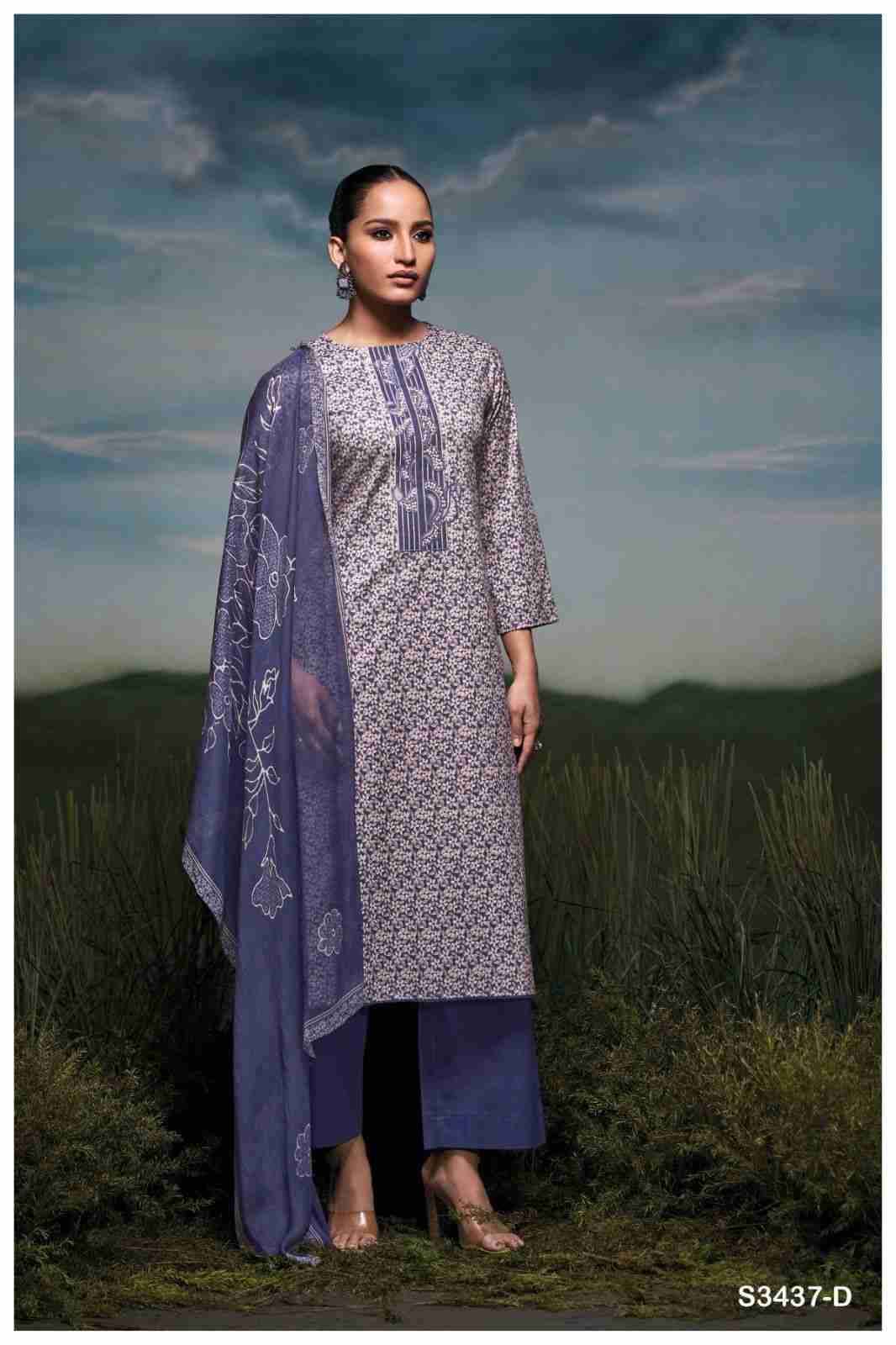 Jackie-3437 By Ganga Fashion 3437-A To 3437-D Series Beautiful Festive Suits Colorful Stylish Fancy Casual Wear & Ethnic Wear Cotton Dresses At Wholesale Price