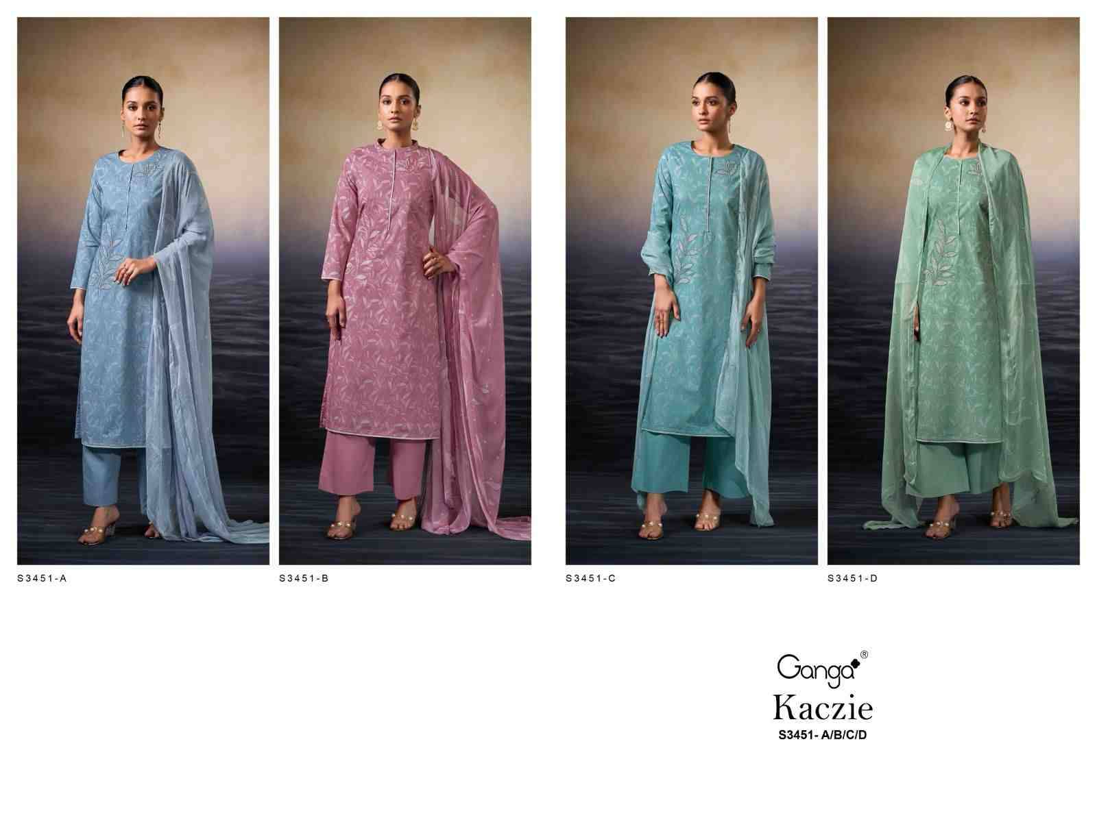Kaczie-3451 By Ganga Fashion 3451-A To 3451-D Series Beautiful Festive Suits Colorful Stylish Fancy Casual Wear & Ethnic Wear Cotton Dresses At Wholesale Price