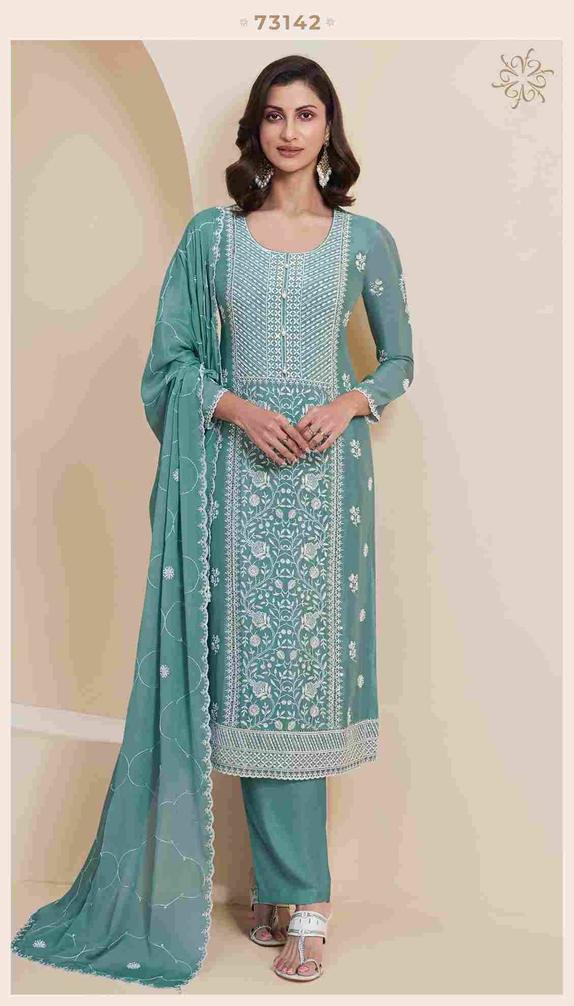 Kiara By Kuleesh 73141 To 73144 Series Designer Festive Suits Collection Beautiful Stylish Fancy Colorful Party Wear & Occasional Wear Chinnon Dresses At Wholesale Price