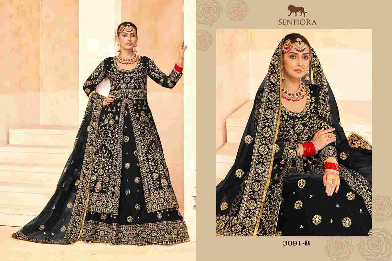 Kashish Bridal By Senhora Dresses 3091-A To 3091-D Series Designer Beautiful Collection Occasional Wear & Party Wear Velvet Lehengas At Wholesale Price