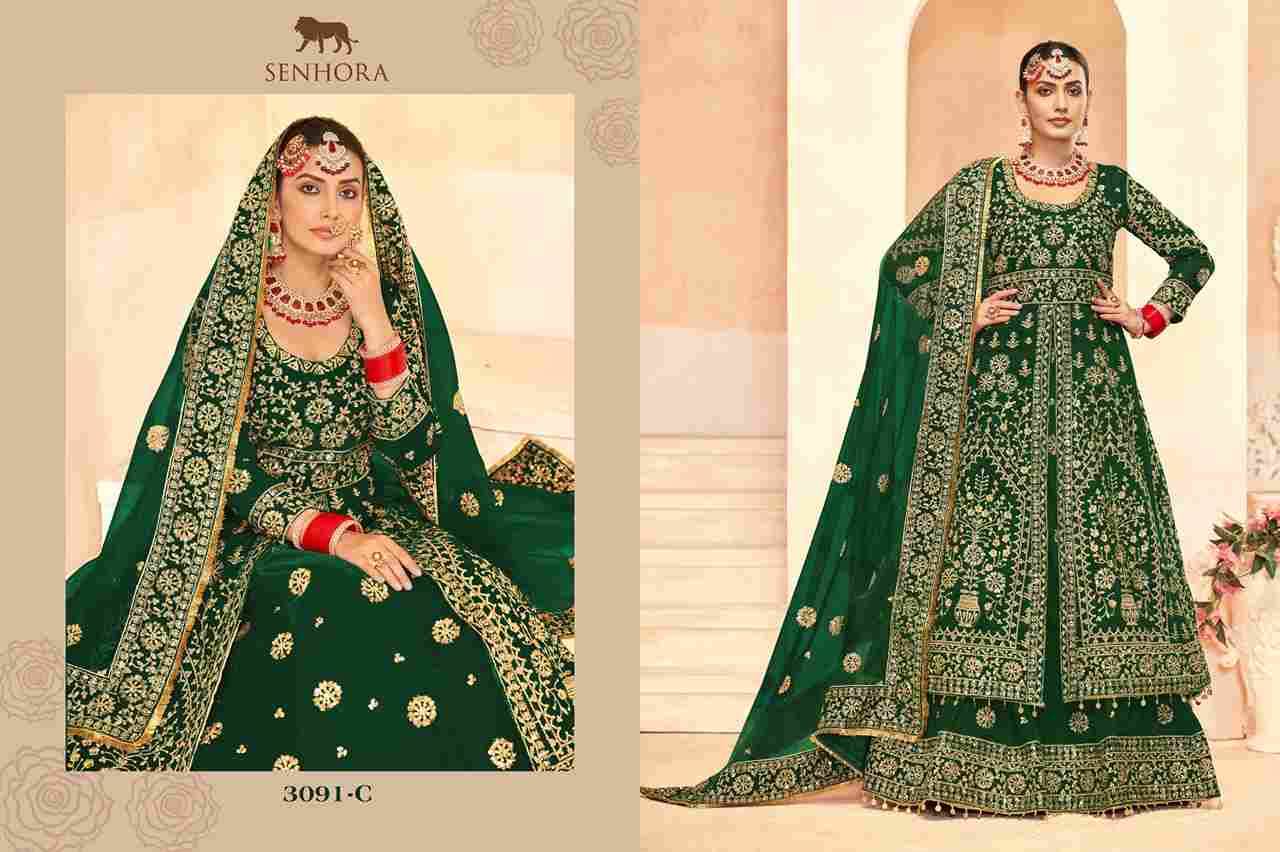 Kashish Bridal By Senhora Dresses 3091-A To 3091-D Series Designer Beautiful Collection Occasional Wear & Party Wear Velvet Lehengas At Wholesale Price