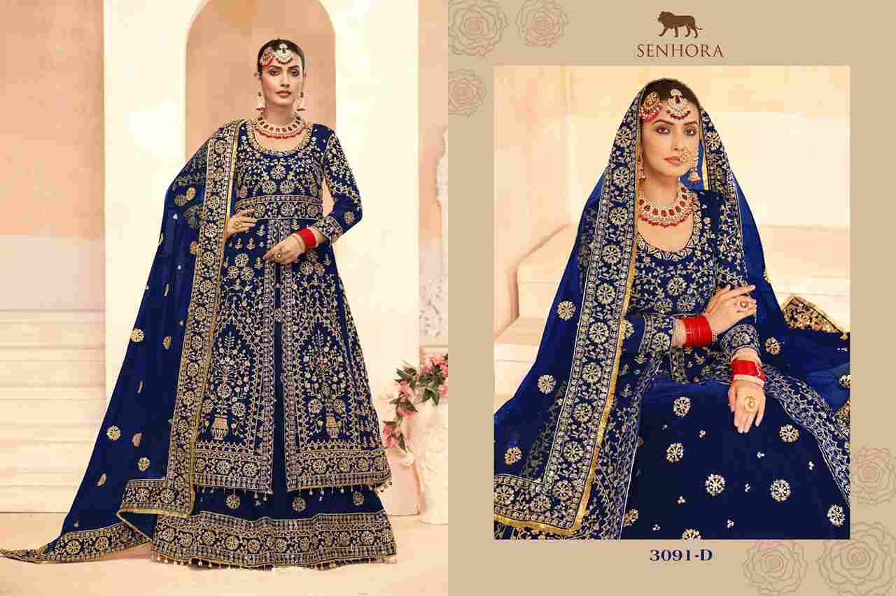 Kashish Bridal By Senhora Dresses 3091-A To 3091-D Series Designer Beautiful Collection Occasional Wear & Party Wear Velvet Lehengas At Wholesale Price