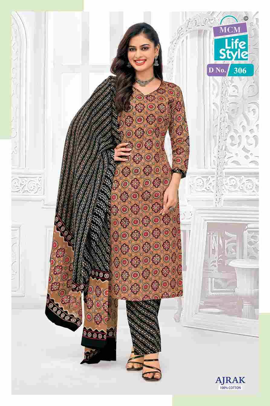 Ajrak Vol-3 By MCM Lifestyle 306 To 315 Series Beautiful Festive Suits Stylish Fancy Colorful Casual Wear & Ethnic Wear Pure Cotton Print Dresses At Wholesale Price