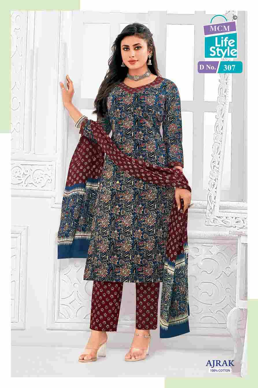 Ajrak Vol-3 By MCM Lifestyle 306 To 315 Series Beautiful Festive Suits Stylish Fancy Colorful Casual Wear & Ethnic Wear Pure Cotton Print Dresses At Wholesale Price