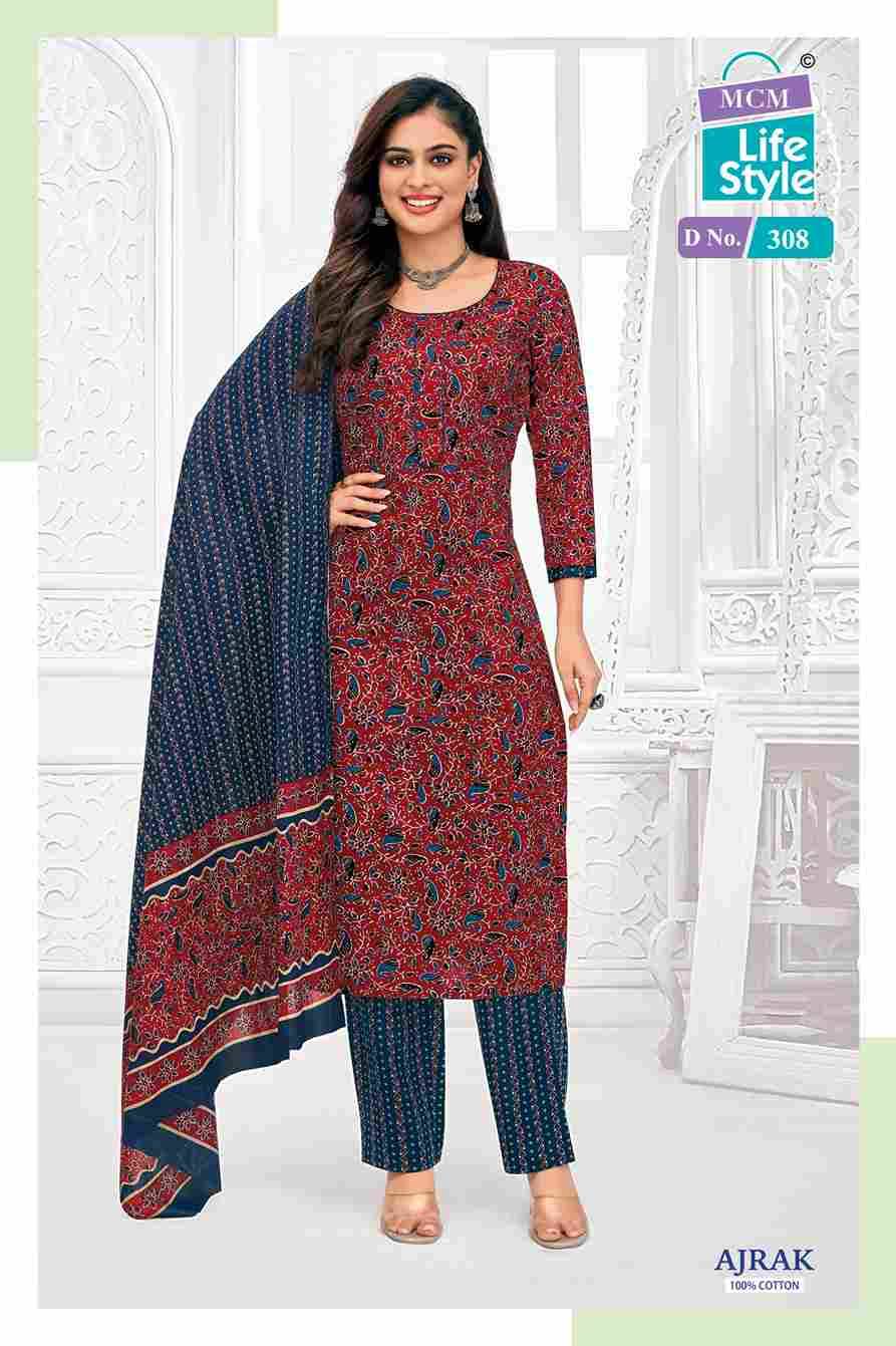 Ajrak Vol-3 By MCM Lifestyle 306 To 315 Series Beautiful Festive Suits Stylish Fancy Colorful Casual Wear & Ethnic Wear Pure Cotton Print Dresses At Wholesale Price