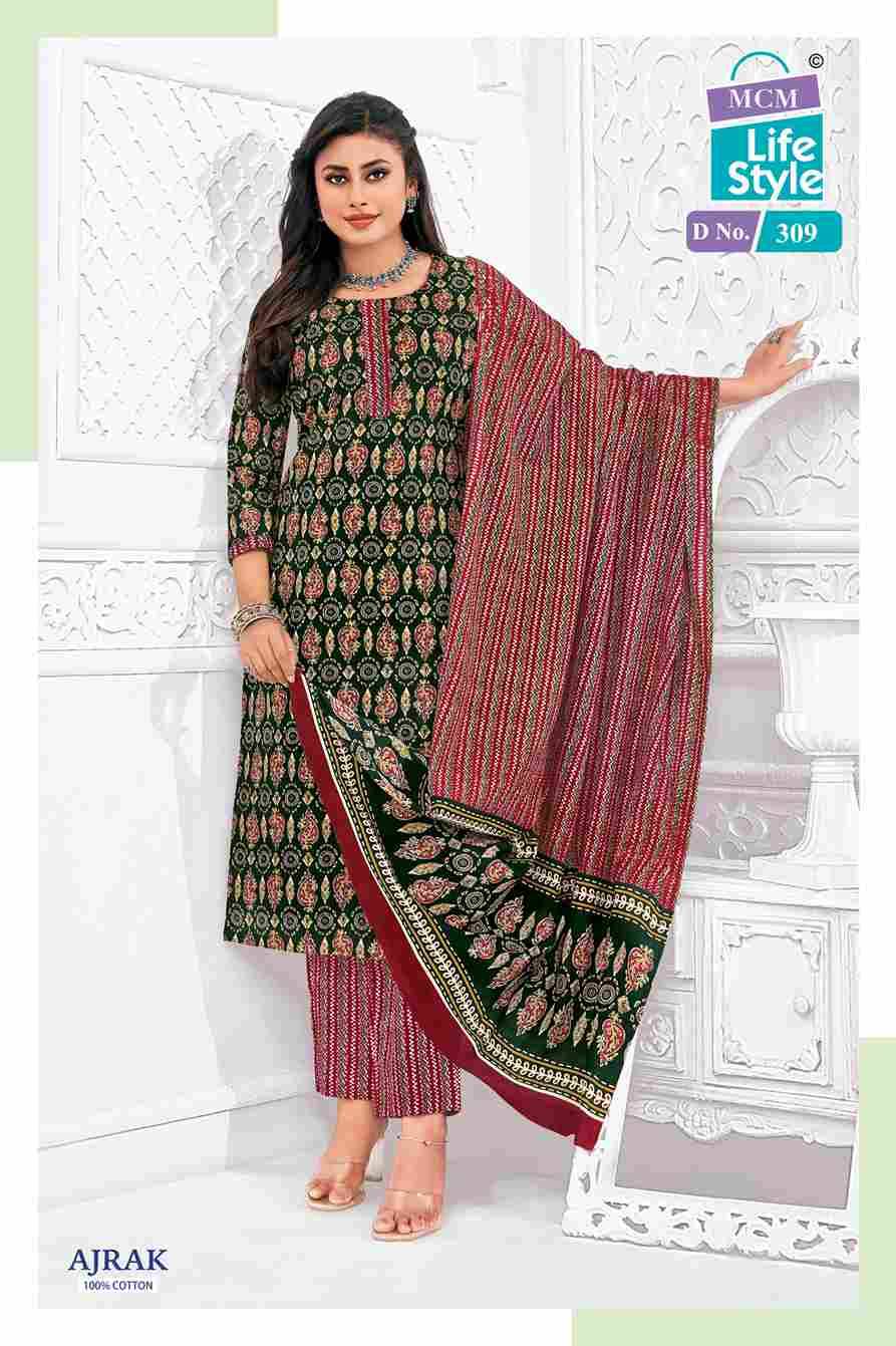 Ajrak Vol-3 By MCM Lifestyle 306 To 315 Series Beautiful Festive Suits Stylish Fancy Colorful Casual Wear & Ethnic Wear Pure Cotton Print Dresses At Wholesale Price