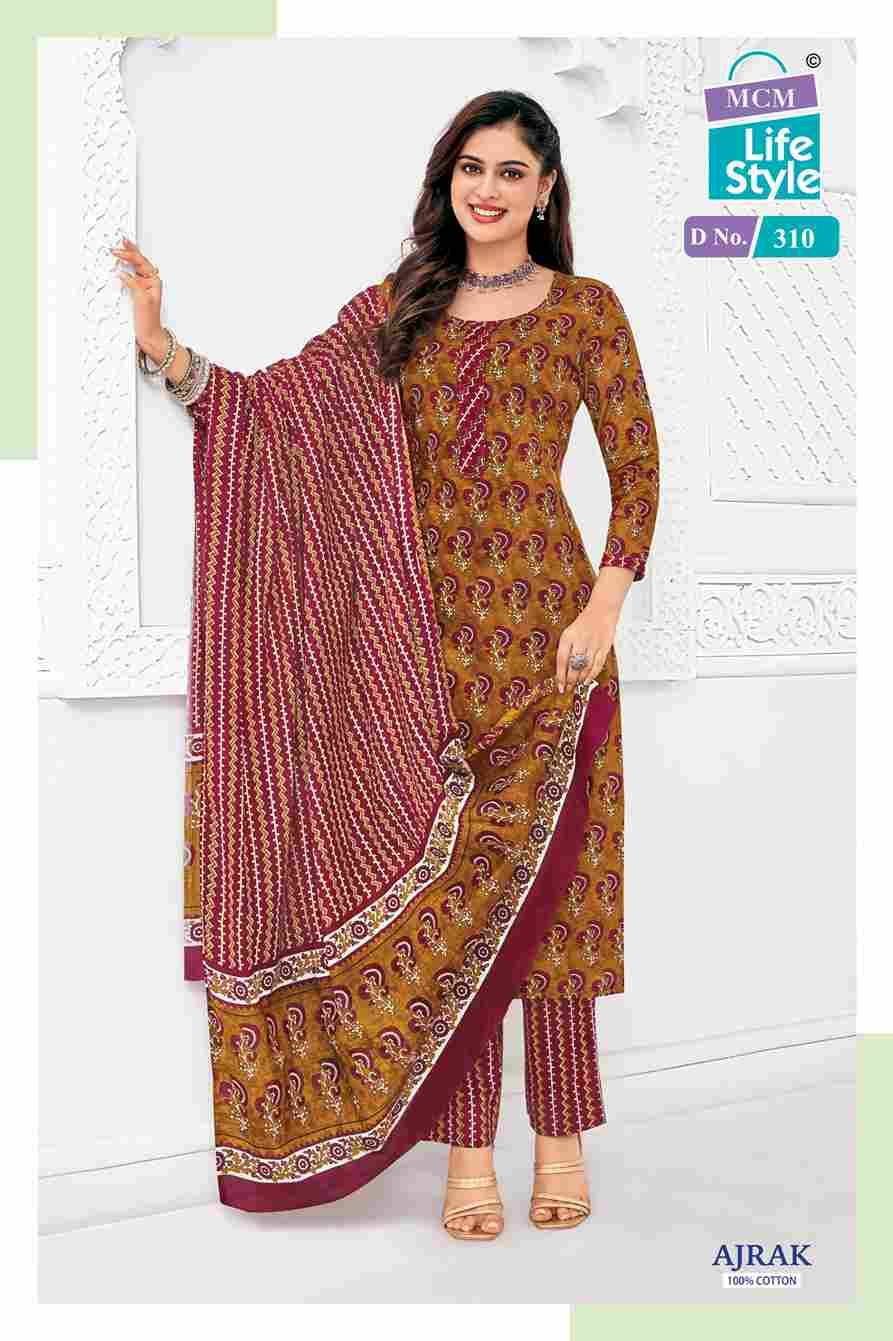 Ajrak Vol-3 By MCM Lifestyle 306 To 315 Series Beautiful Festive Suits Stylish Fancy Colorful Casual Wear & Ethnic Wear Pure Cotton Print Dresses At Wholesale Price