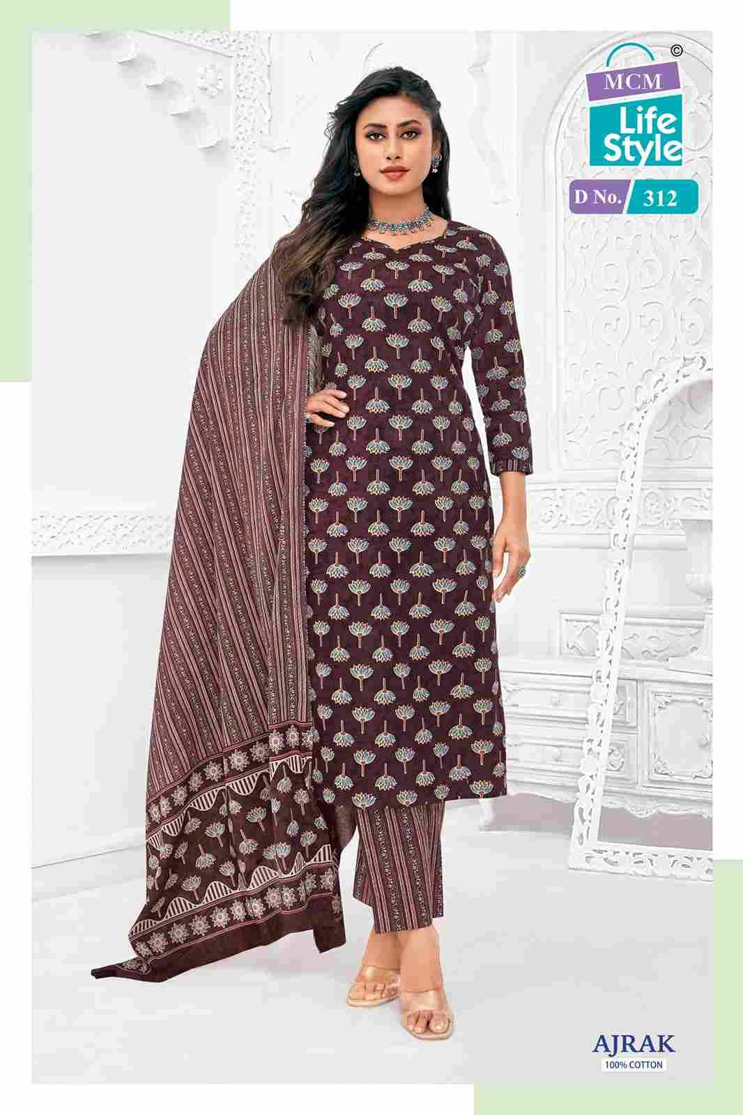 Ajrak Vol-3 By MCM Lifestyle 306 To 315 Series Beautiful Festive Suits Stylish Fancy Colorful Casual Wear & Ethnic Wear Pure Cotton Print Dresses At Wholesale Price