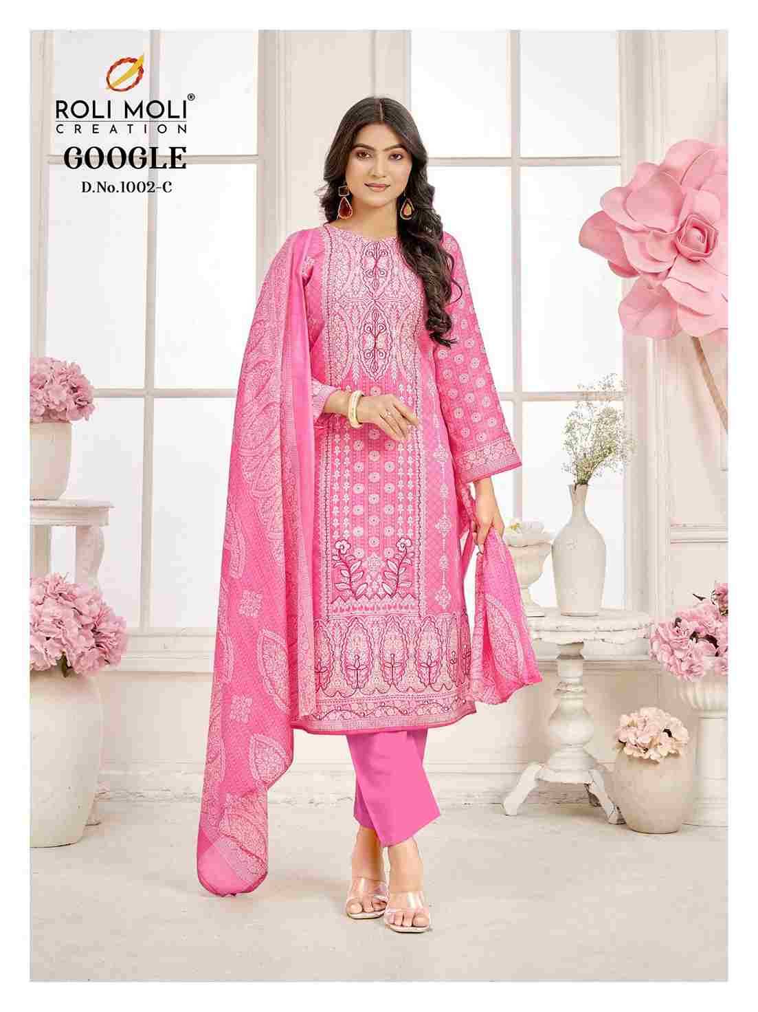 Google Vol-2 By Roli Moli 1002-A To 1002-D Series Beautiful Stylish Festive Suits Fancy Colorful Casual Wear & Ethnic Wear & Ready To Wear Semi Cambric Dresses At Wholesale Price