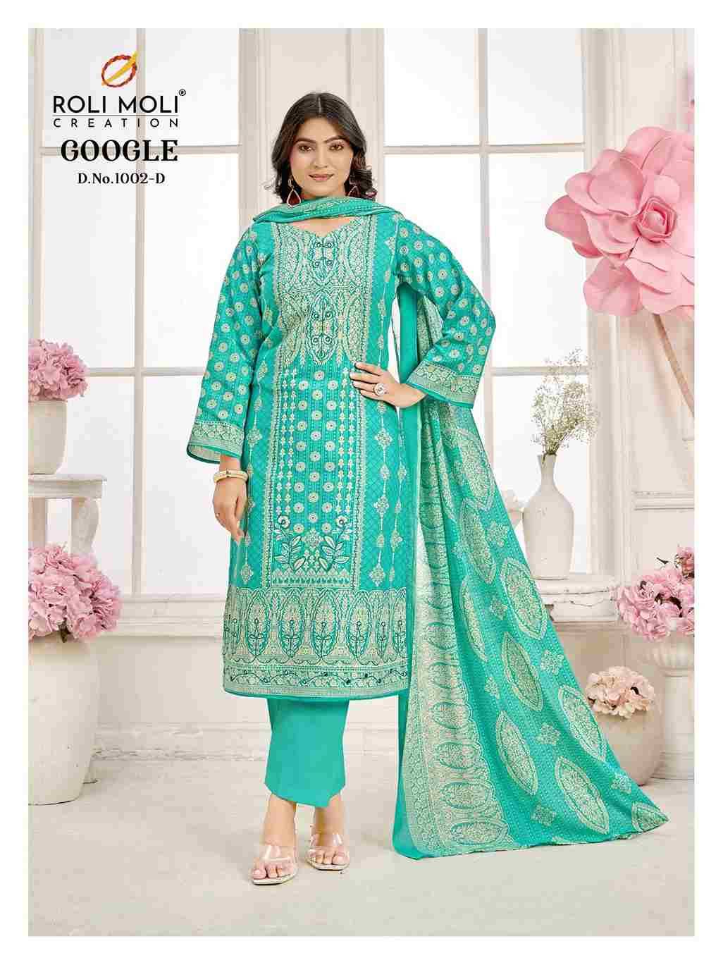 Google Vol-2 By Roli Moli 1002-A To 1002-D Series Beautiful Stylish Festive Suits Fancy Colorful Casual Wear & Ethnic Wear & Ready To Wear Semi Cambric Dresses At Wholesale Price